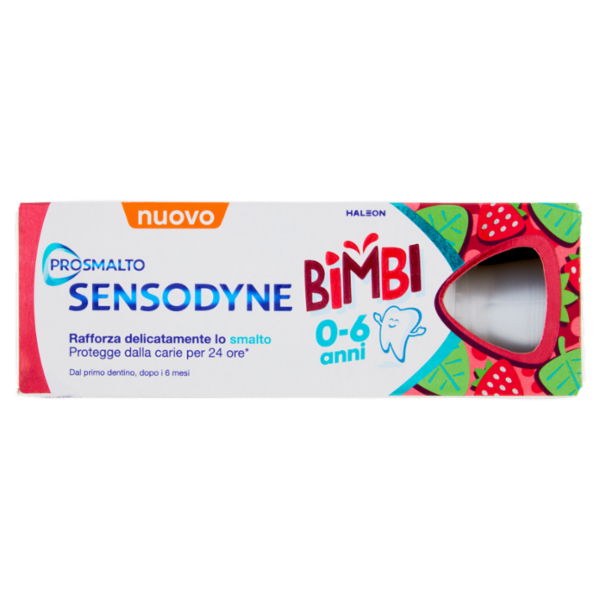 Sensodyne Prosmalto Bimbi, Dentifricio per Bambini 0-6 anni, Aroma Naturale Fragola e Menta, 50 ml