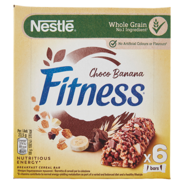FITNESS Choco Banana Barrette di cereali con cioccolato al latte e banana 6 pezzi da 23,5g