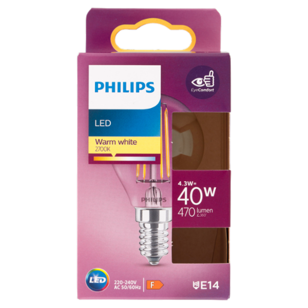 Philips Led sfera filamento 40W E14 2700K