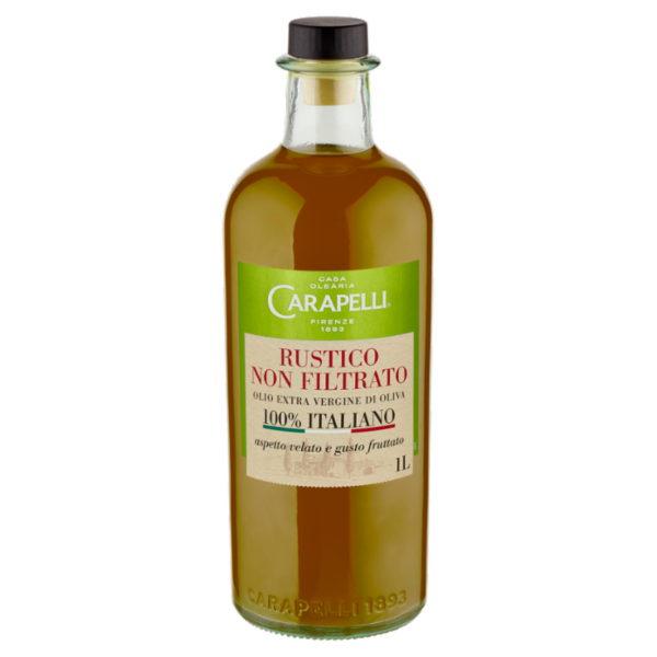 Carapelli Rustico Non Filtrato Olio Extra Vergine di Oliva 100% Italiano 1,00 L