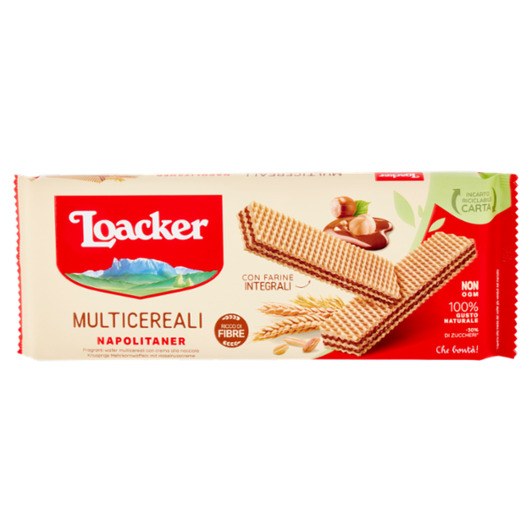 Loacker Wafer Multicereali Napolitaner con farro, grano e avena con crema alle nocciole wafers 175g