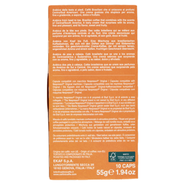 Cellini Caffè Aluminium Cremoso espresso 10 Capsule Compatibili 55 g