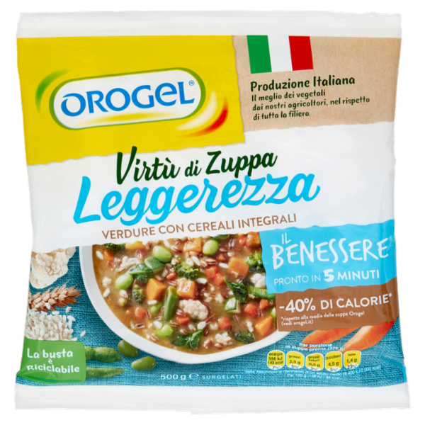 Orogel Il Benessere Virtù di Zuppa Leggerezza Verdure con Cereali Integrali Surgelati 500 g