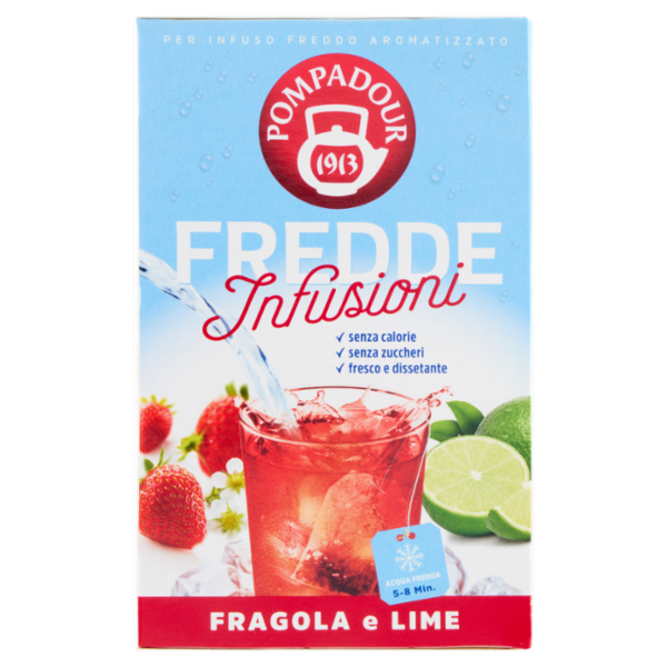 Pompadour Fredde Infusioni Fragola e Lime 18 x 2,5 g