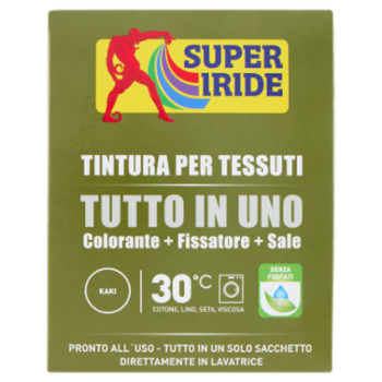 Super-Iride Tintura Per Tessuti Tutto In Uno Colorante + Fissatore + Sale Kaki 350 g