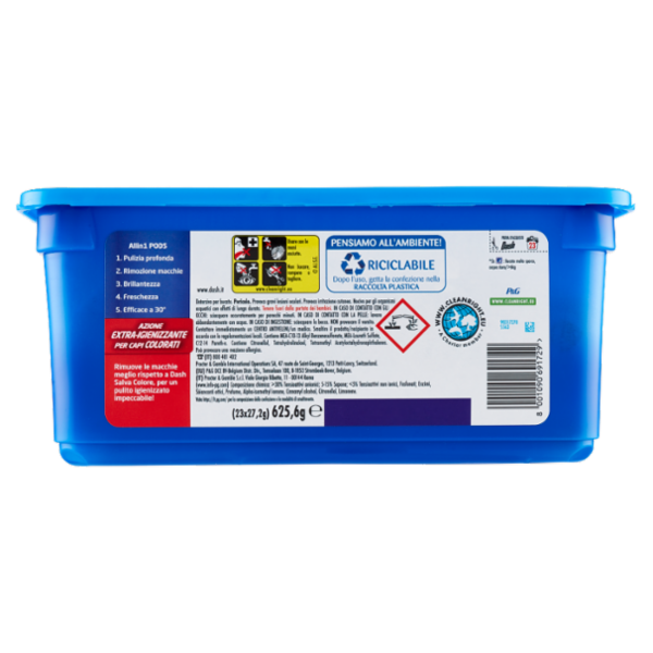 Dash Pods Allin1 Detersivo Lavatrice Capsule Bucato + Azione Extra-Igienizzante 23 Lavaggi 625,6 g