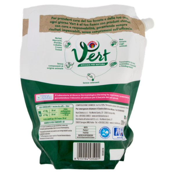 Vert di Chanteclair Ammorbidente Bebè Concentrato Essenza di Talco 1200 ml