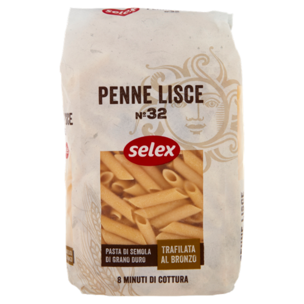 Selex Pasta di Semola Trafilata al Bronzo Penne Lisce 500 g