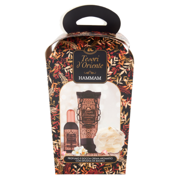Tesori d'Oriente Hammam Profumo Aromatico 100 ml + Doccia Crema Aromatica 250 ml + Spugna da Bagno