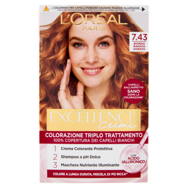 L'Oréal Paris Excellence Creme Colorazione Triplo Trattamento Biondo Ramato Dorato 7.43