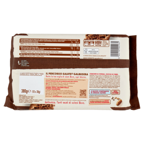 Galbusera Più Integrali con Semi di Sesamo, Papavero, Chia e Croccanti Chicchi di Segale 10 x 38 g