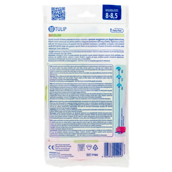 Tulip Bicolor Guanti felpati in lattice Misura 8-8,5 1 Paio