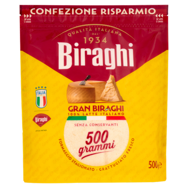 Biraghi Gran Biraghi Formaggio Stagionato Grattugiato Fresco 500 g