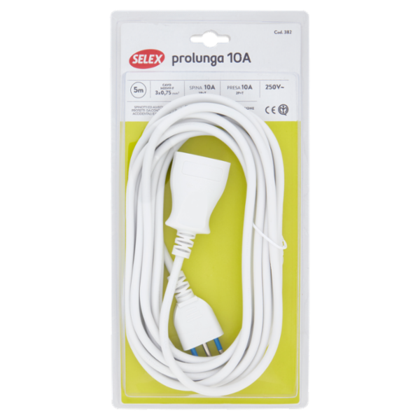 Selex Prolunga Spina 10A + Presa 10A(Ita) Bianco 5 m