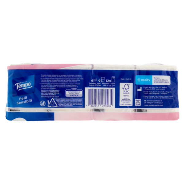 Tempo Pelli Sensibili Fazzoletti 4 veli 12 pz