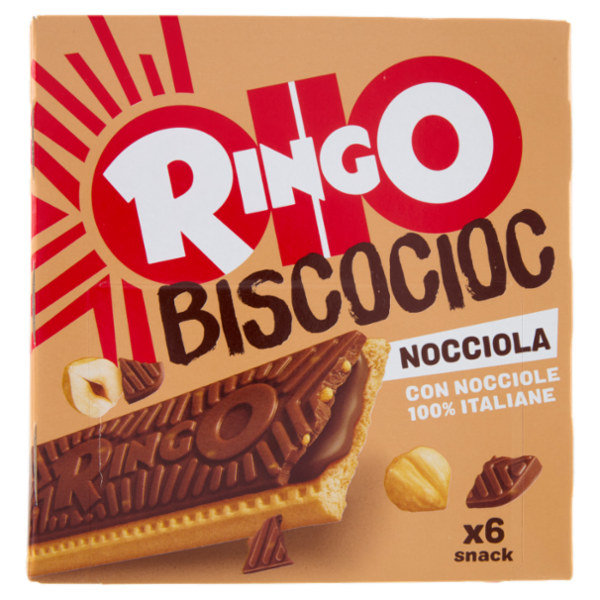 Ringo Snack Biscocioc con Nocciole 100% Italiane e Cereali Croccanti 6 porzioni 162g