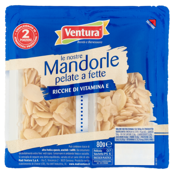 Ventura le nostre Mandorle pelate a fette 80 g