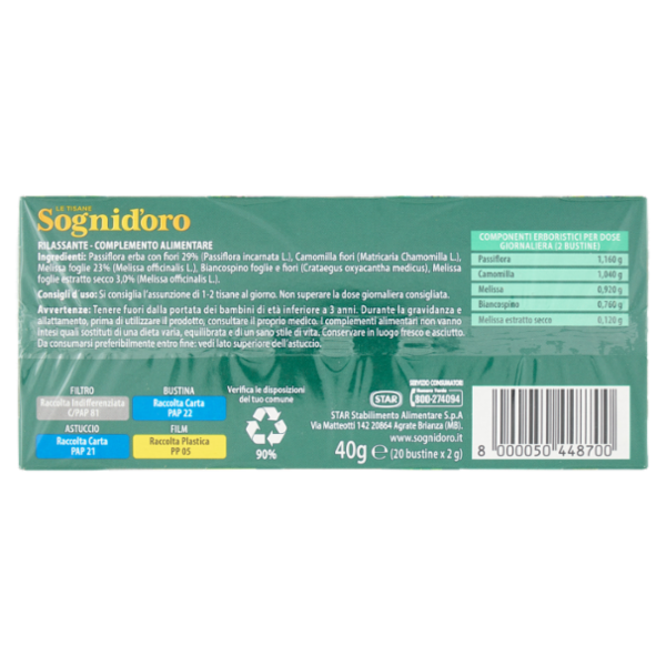 Sognid'oro le Tisane Rilassante bustine 20 x 2 g