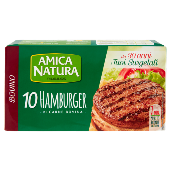 Amica Natura Bovino 10 Hamburger di Carne Bovina 10 x 75 g