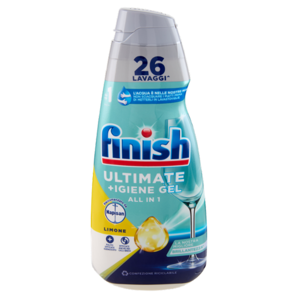 Finish Ultimate + Igiene Gel Limone liquido lavastoviglie 26 lavaggi 560 ml