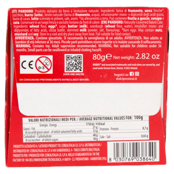 Dolci Preziosi Soffice Pandorino Barbie 80 g