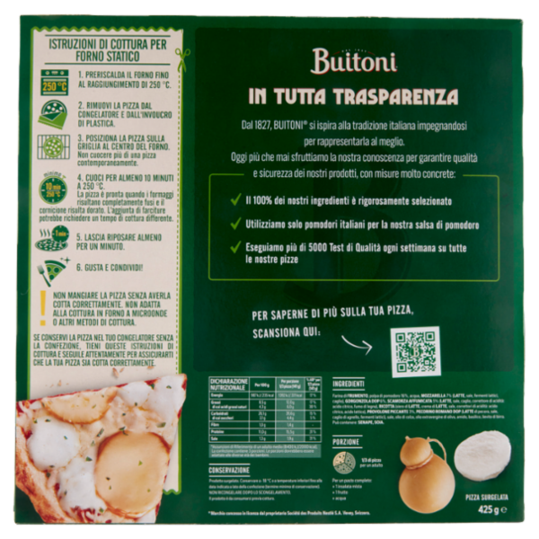 BUITONI Bella Napoli 4 Formaggi Pizza Surgelata 1 pizza 425 g