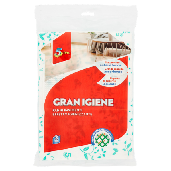 Super5 Gran Igiene Panni Pavimenti Effetto Igienizzante cm 40x55 3 pz