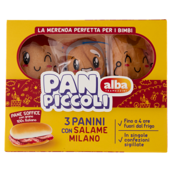alba Tramezzini Pan Piccoli Panini con Salame Milano 3 x 50 g
