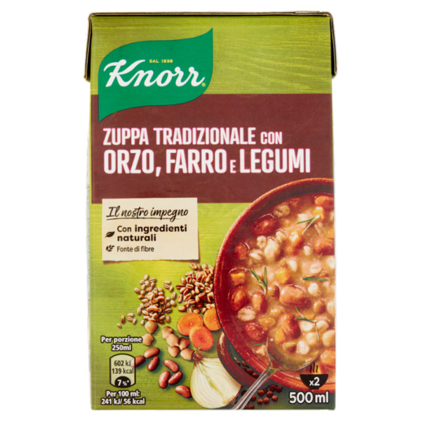 Knorr Zuppa Tradizionale con Orzo, Farro e Legumi 500 ml