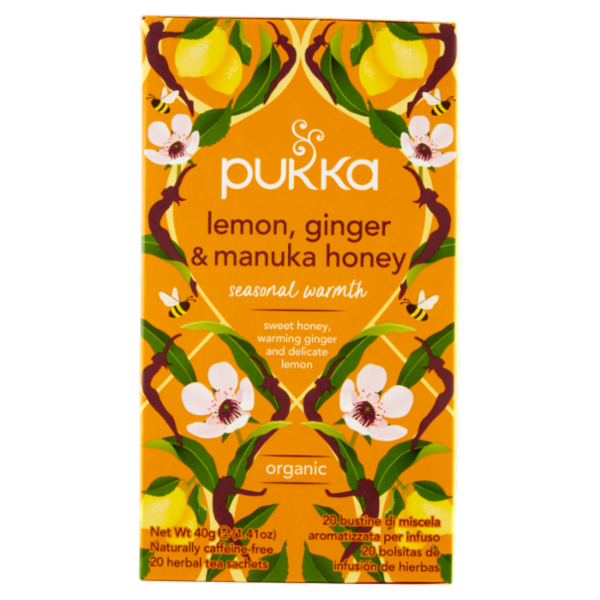 pukka lemon, ginger & manuka honey organic 20 bustine 40 g