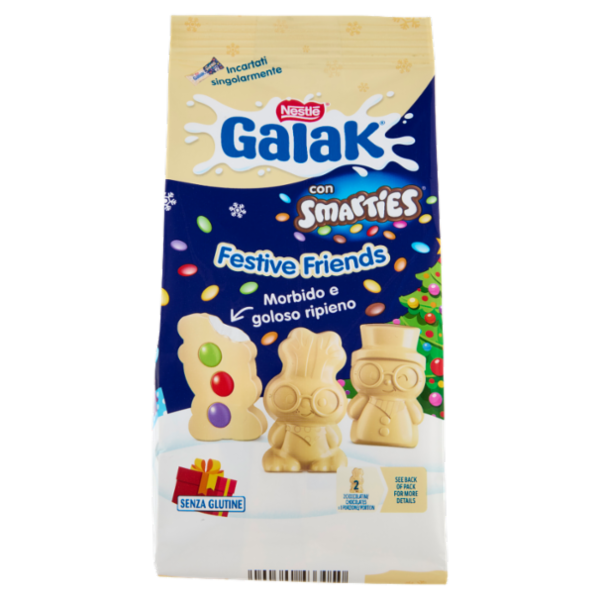 GALAK Festive Friends Personaggi di Cioccolato al Latte con Smarties Sacchetto 147g