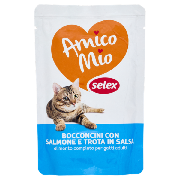 Selex Amico Mio Gatto Bocconcini con Salmone e Trota in Salsa 100 g