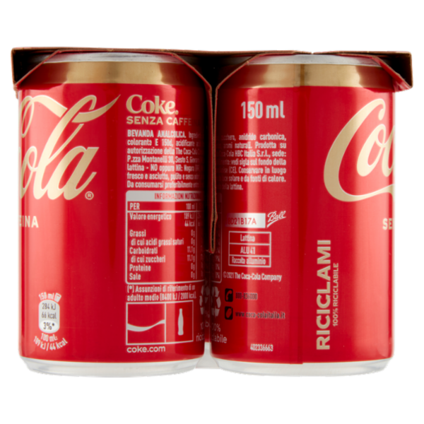 COCA-COLA Senza Caffeina Lattina 6 x 150 ml