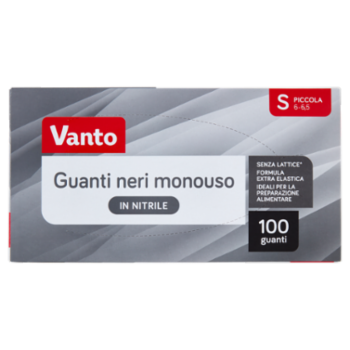 Vanto Guanti Monouso In Nitrile Neri Misura Piccola (6-6,5) Dispenser 100 Pezzi