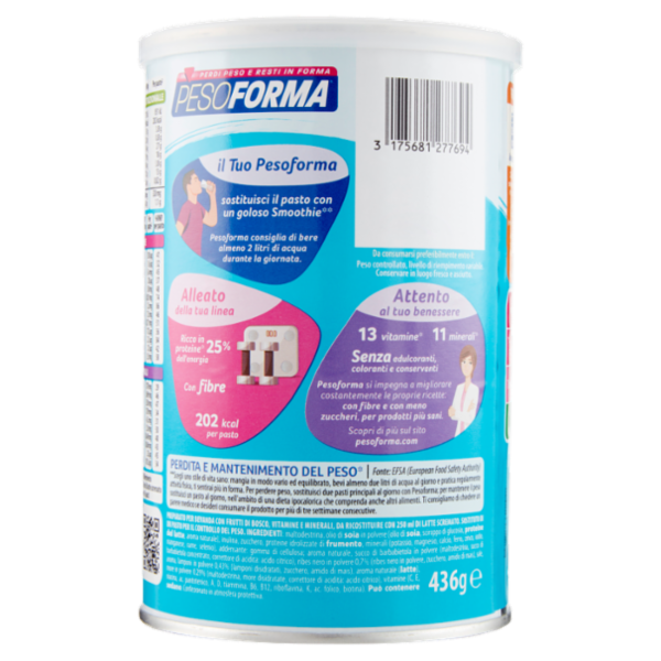 Pesoforma Smoothie Sostituto del pasto gusto Frutti di bosco - Confezione da 16 pasti, 436 g