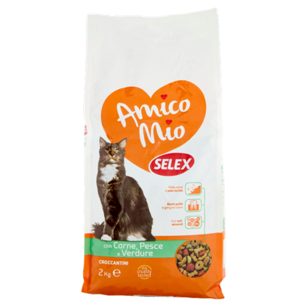 Selex Amico Mio Gatto Croccantini con Carne, Pesce e Verdure 2 kg