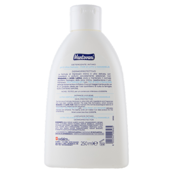 Mantovani Detergente Intimo ph 5 Ultra Delicato Fior di Loto e Hamamelis 250 ml