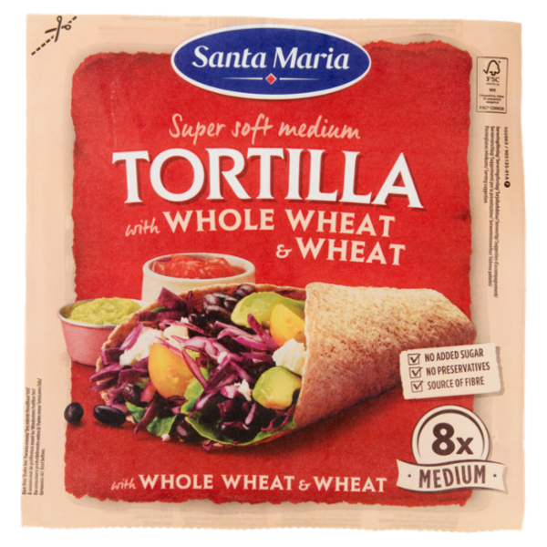 Santa Maria Super soft medium Tortilla with Whole Wheat & Wheat 8x Medium 320 g