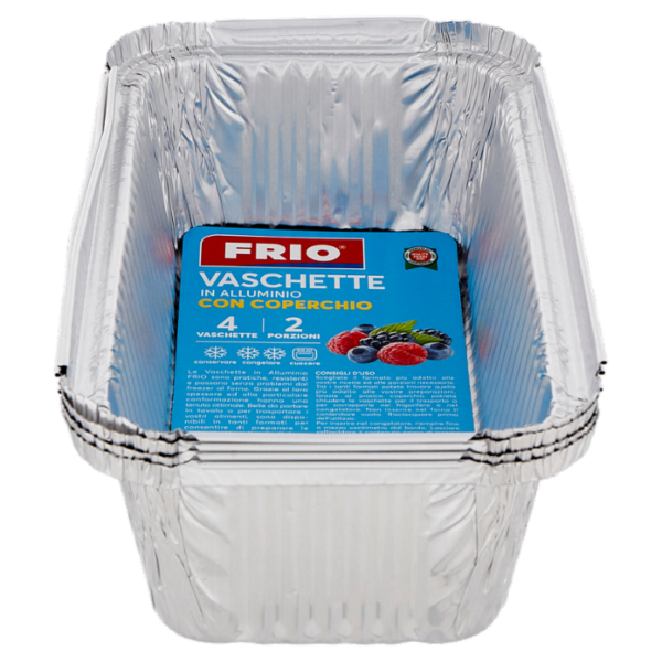 Frio Vaschette in Alluminio con Coperchio 2 Porzioni 4 pz
