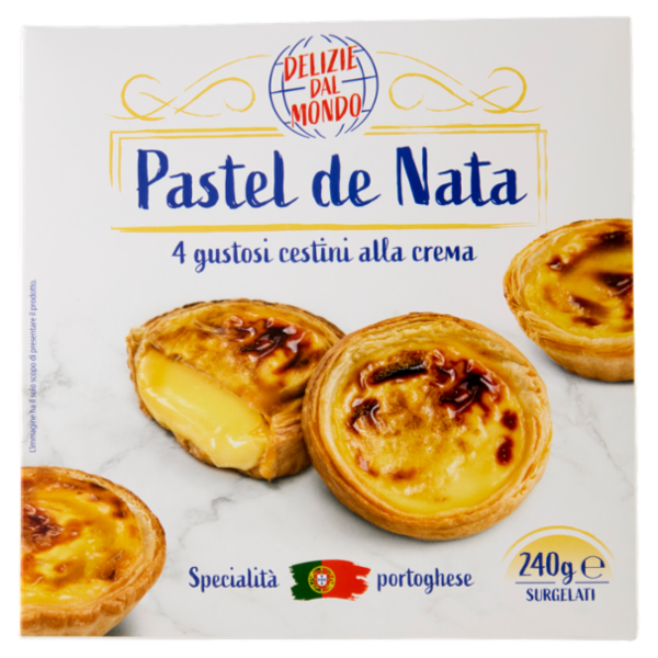 Delizie dal Mondo Pastel de Nata 4 gustosi cestini alla crema Surgelati 240 g