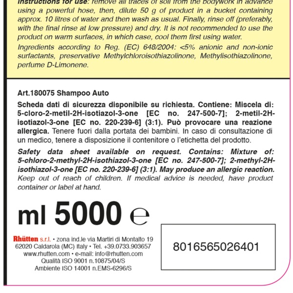 SHAMPPO AUTO CONCENTRATO 5l