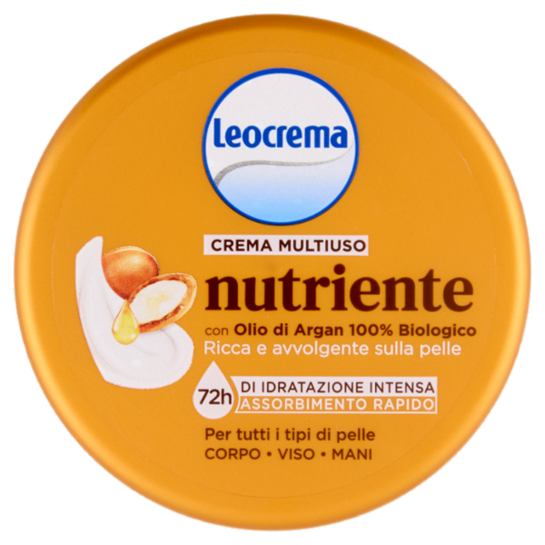 Leocrema Crema Multiuso nutriente con Olio di Argan 100% Biologico 200 ml