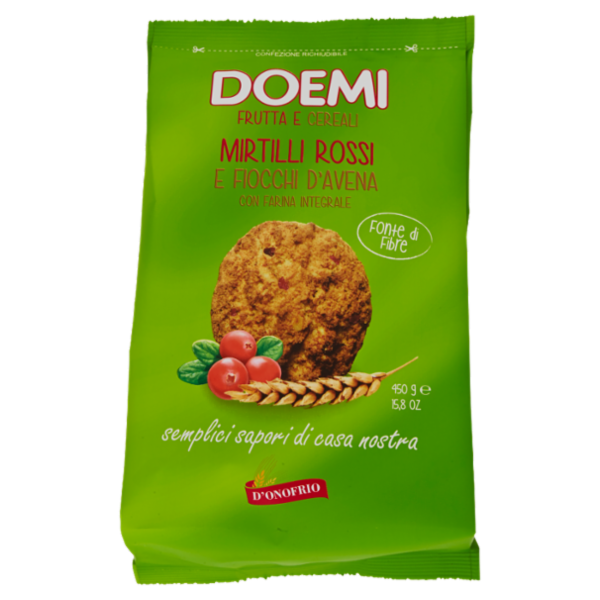 Doemi frutta e cereali Mirtilli rossi e fiocchi d'avena con farina integrale 450 g