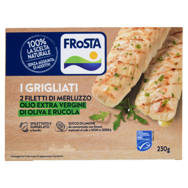 FRoSTA i Grigliati 2 Filetti di Merluzzo Olio Extra Vergine di Oliva Rucola 230 g