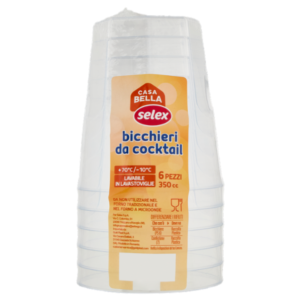 Selex Casa Bella Bicchieri per Cocktail Trasparenti 350 cc 6 pezzi