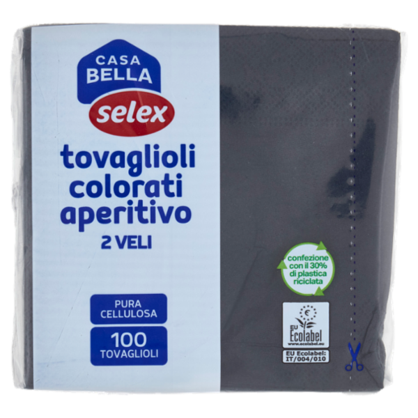 Selex Casa Bella Tovaglioli 2 Veli 25x25 cm Nero 100 pezzi