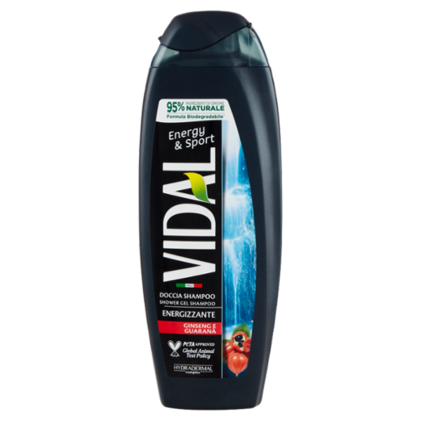 Vidal Energy & Sport Doccia Shampoo Ginseng e Guaranà 250 ml