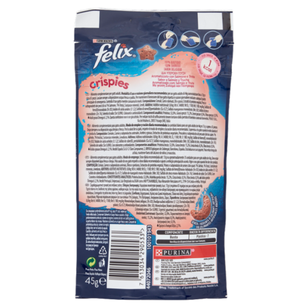 FELIX Crispies Snacks Aromatizzato con Salmone e Trota 45 g
