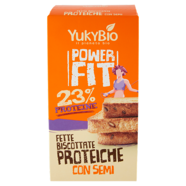 YUKYBIO Power Fit 23 % Proteine Fette Biscottate Proteiche con Semi 2 x 95 g