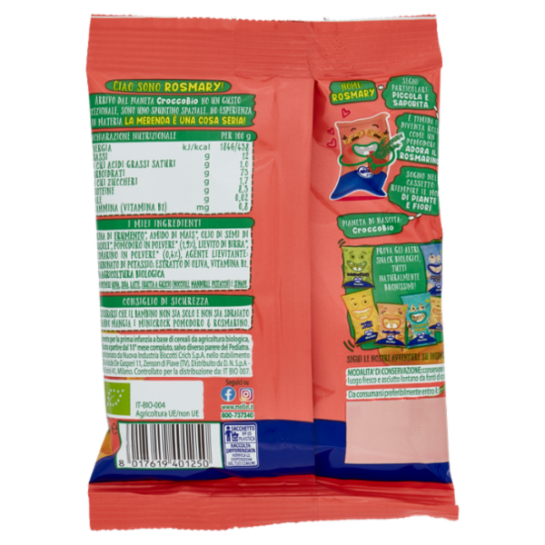 MELLIN Merenda - Snack Biologici, MiniCrock Pomodoro e Rosmarino 30g